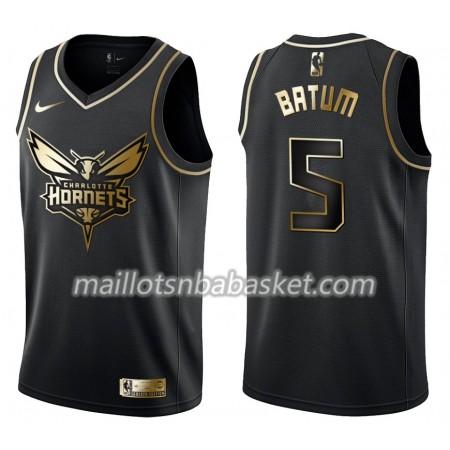 Maillot Homme Charlotte Hornets Nicolas Batum 5 Nike Noir Gold Edition Swingman